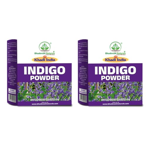 Image of Khadi Indigo Powder for Hair Colour | 100% Natural Hair Colour For Grey Coverage | Organic Indigo Leaf Powder | Long Lasting Natural Black Hair Dye with No Chemicals, No Parabens - Pack of 2