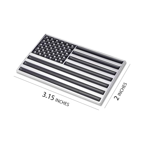 Image of 3D Black American Flag Metal Car Sticker, 3.15 inch x 2 inch USA Flag Decal, Zinc Alloy Emblem for Truck, Car, Vehicles, Motocycle, Boat (Black - Pair)