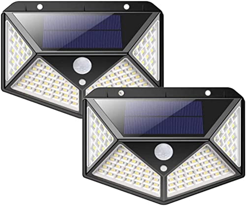 Projecteur solaire extérieur 100 LED avec applique murale et détecteur de mouvement étanche