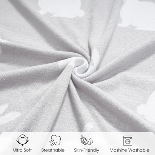 Image of david's kids Cotton Knitted Baby Blanket, Cozy Lightweight Swaddle Blankets for Boys Girls Neutral, Luxurious Receiving Blanket for Shower Gift Registry for Newborns, 30x40 Inches, Rabbit