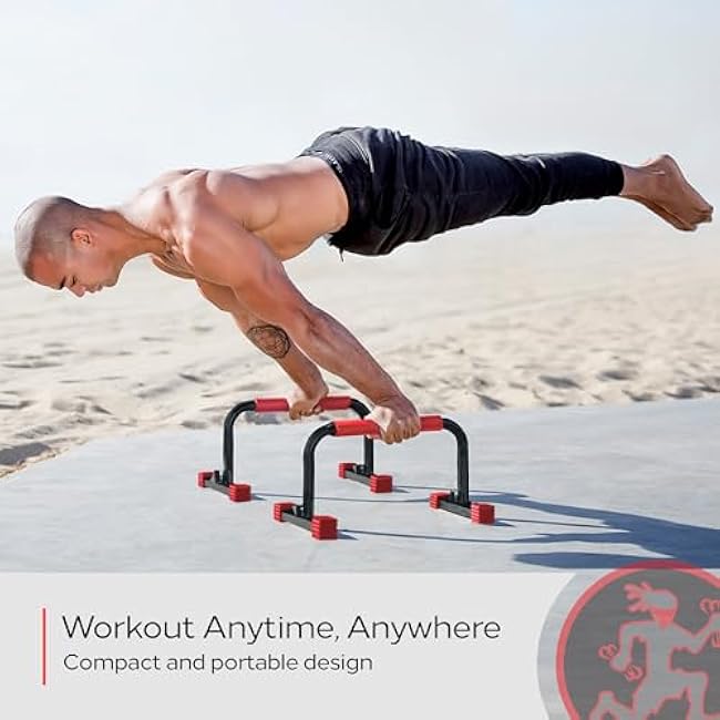 Rubberbanditz Parallette, Parallel Bars & Dip Station | At Home Gym Workout Equipment, L-Sit Bars & Calisthenics Equipment for Home. Perfect for Push Ups, Dips, Handstands & Gymnastics.