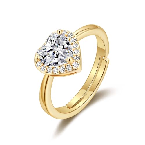 Philip Jones Bague plaqué or en forme de cœur avec cristaux Zircondia