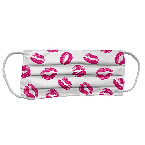 ABAKUHAUS Kuss Elastische Stoffmaske, Vibrierende farbige Lippenstift, 10er Set Staubmaske, Fuchsia Weiß