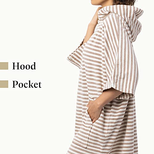 Image of Unisex Changing Robe - Swim Poncho - Terry Cotton Hooded Surf Towel Poncho for Beach Swimming - S /M L /XL