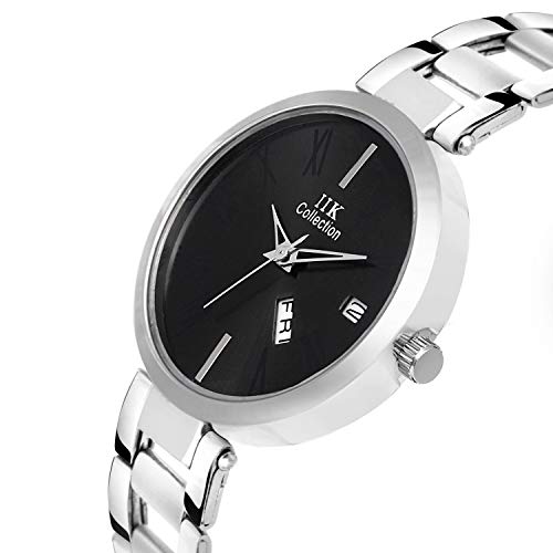 Image of IIK COLLECTION Round Dial Stainless Steel Bracelet Chain Analogue Day & Date Functioning Watch For Women And Girls, Dial Color-Assorted