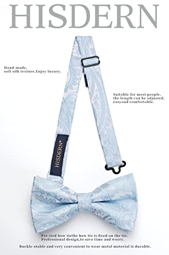 Image of HISDERN Bow Ties for Men Paisley Floral Pre-tied Bowtie Pocket Square Set Men's Formal Bow Ties Wedding Party