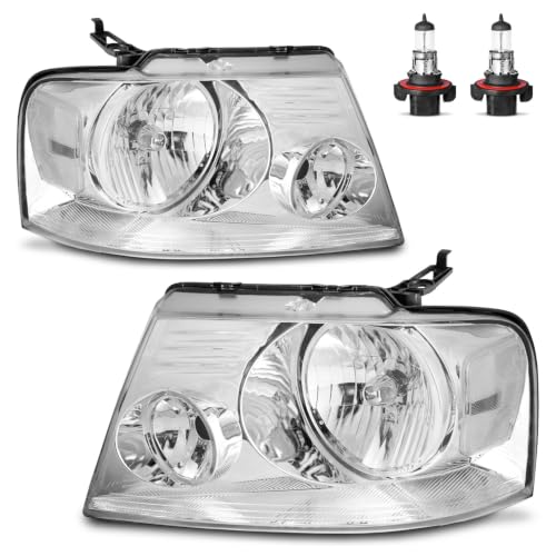 Image of Headlights for 2004-2008 Ford F150 /2006-2008 Lincoln Mark LT | Halogen Headlamp Replacement with High Low Beam Bulbs, Driver & Passenger Side