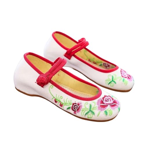 Ballerines en coton blanc pour femme à broderies florales en taille 40