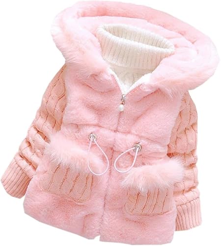 Baby Girls Infant Winter Knited Fur Outerwear Coats Snowsuit Clothing Jackets