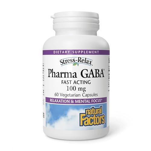 Natural Factors Pharma GABA - Dietary Supplement Supports Calm Sleep & Sleep Quality - Natural Fast-Working Supplement Aids Focus & Brain Health - 60 Chewable Tablets (30 Servings)
