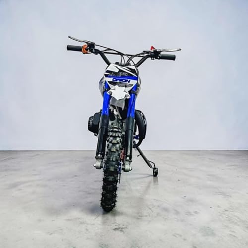 Image of Amaze ZR Super 50cc Petrol Dirt Bike for Kids | 2 Stroke Mini Off Road Bike | Dual Start | Disc Brake | Rear Suspension | Max Speed 45 km /h | Kids Mini Motorcycle (Multicolor Chassis) (Blue)