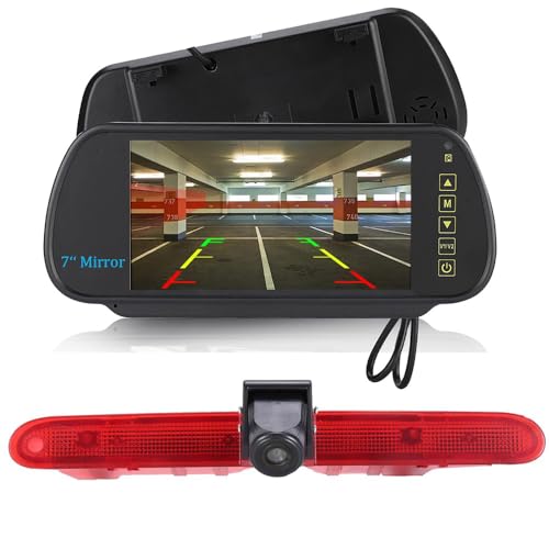 HD Brake Light Rear View Camera with 7 Inch Rearview Mirror Monitor, Night Vision, Car Rear View Camera - Image 3