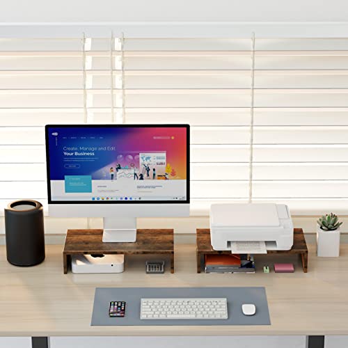 Zimilar 2 Pack Monitor Stand Riser, Wood Monitor Riser For 2 Monitors, Premium Wooden Dual Monitor Stand Laptop Stand For Home & Office #TOP5