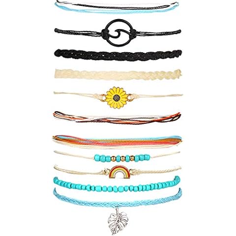 Summer String Bracelets for Teen Girls Beach Bracelets for Surfer Braided Rope Friends Woven Adjustable Wave Bracelets Handmade Bracelet Sets, rope, other Cover