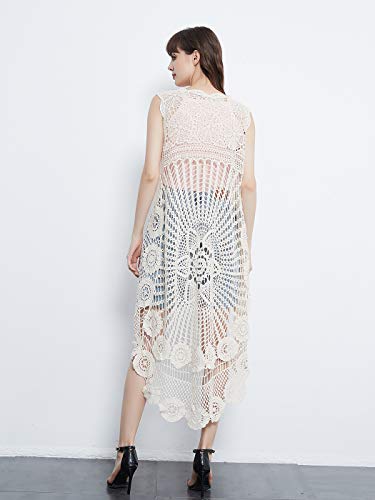 Anna-Kaci Womens Hippie Bohemian Floral Crochet Lace Trim Sleeveless Vest Cardigan2