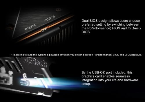 Close-up of Dual BIOS switch and USB-C port on ASRock Radeon RX 6800 XT Taichi X Graphics Card