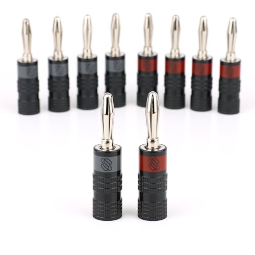 Sewell Silverback Pro Banana Plugs 5 Pairs, Soldered + Screw Lock, Nickel Plated wear and Corrosion Resistant