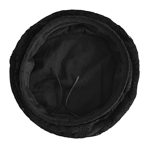 Women’s Chic Lace Beret French Dress Beret Vintage Summer Fascinator Hats For Ladys (Black) #TOP3