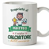 mugffins tazza personalizzata in ceramica per calciatore uomo 11 oz / 350 ml - in italiano - proprietà di - idea regalo per compleanno, anniversario, natale, laurea