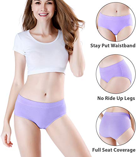 Image of wirarpa Women's Underwear Cotton Mid Waisted Ladies Panties Full Coverage Briefs 4 Pack (Regular & Plus Size)