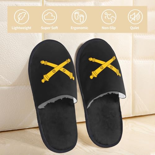 United States Army Field Artillery Collar Brass Slippers For Women Men Cozy Indoor And Outdoor Slip On Slippers Fuzzy House Shoes3