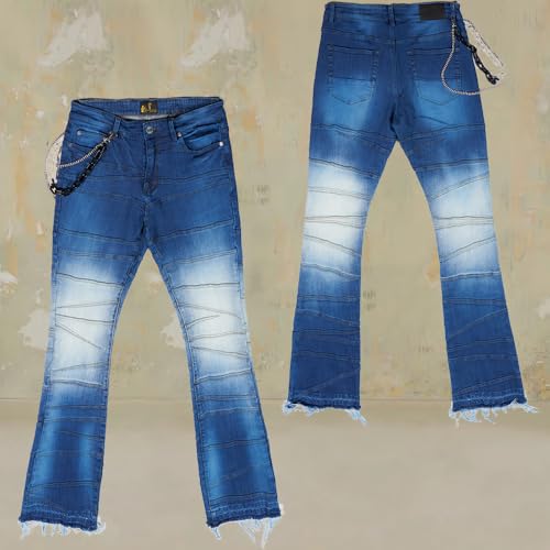 Men's Slim-fit Mid-Rise Jeans, Straight-Leg with Frayed Edges, Tie-dye Denim Jeans, Casual Hip-hop Jeans2