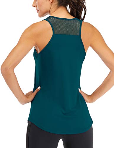 ICTIVE Workout Tank Tops for Women Breathable Mesh Racerback Tank Tops Muscle Tank Workout Tops for Women Yoga Tops for Women Loose fit Backless Running Tank Tops Gym Tops Dark Green M