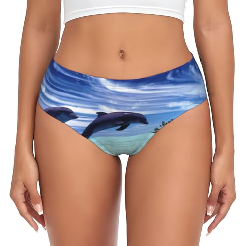 yagDAA Bragas de bikini con estampado de ballenas saltando para mujer, suaves, elásticas, bragas hipster, Negro, XXL
