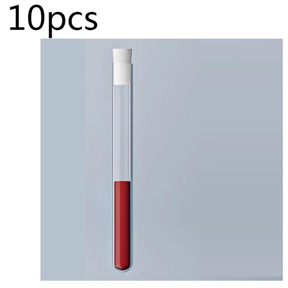 Tubo de silicona con fondo redondo y boca vidrio borosilicato grueso 10 piezas (15 x 150, 18 180 20 200) Equipamiento de laboratorio