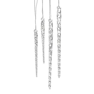 Kurt Adler 3-1/2-Inch-5-1/2-Inch Clear Glass Icicle Ornament Set of 24 Pieces (1)