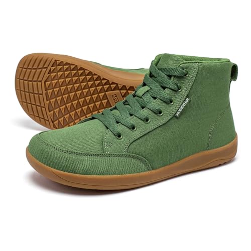 HOBIBEAR Womens Barefoot Shoes | Wide Toe Box | High Top Canvas | Comfortable Trail Running Sneaker