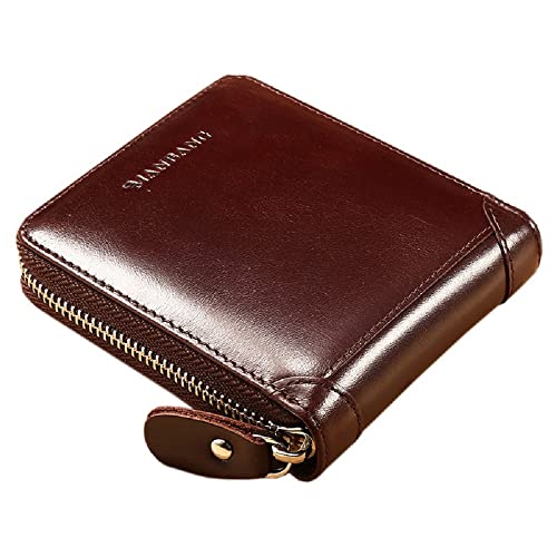 Portefeuille homme organisateur de cartes JIUFENG en cuir marron