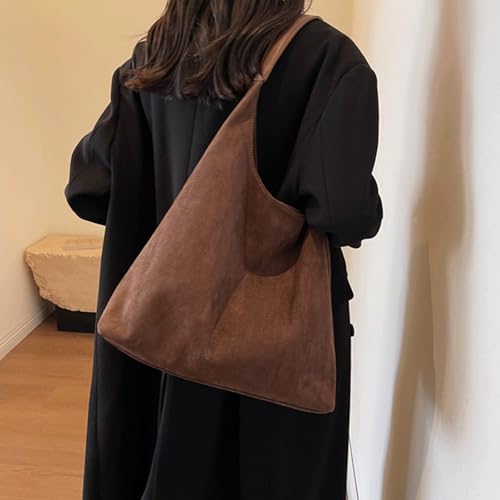 Bolso tipo tote de ante, estilo relajado, con bolsillo pequeño y billetera, retro, gran capacidad, para regalo o uso urbano miniatura 3
