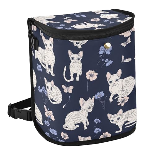 Funny Devon Rex Cats blu navy piccolo cestino della spazzatura portatile camion cestino accessori auto cestino per lunghi viaggi cestino della spazzatura da viaggio