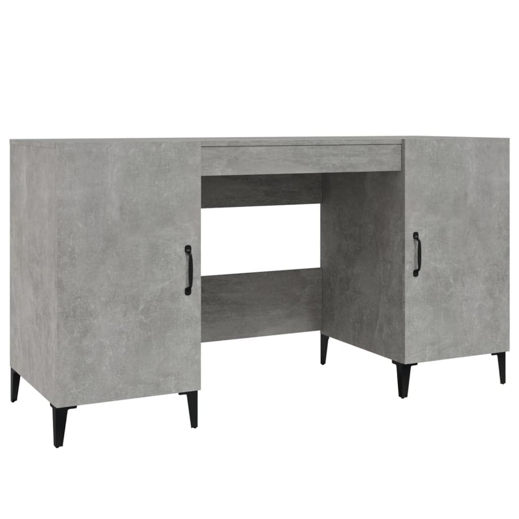 Hothingwell Biurko Szary Beton 140x50x75 Cm Drewno inżynierskie | 2 przegródki do przechowywania, solidna rama, wielofunkcyjne biurko do nauki lub toaletka