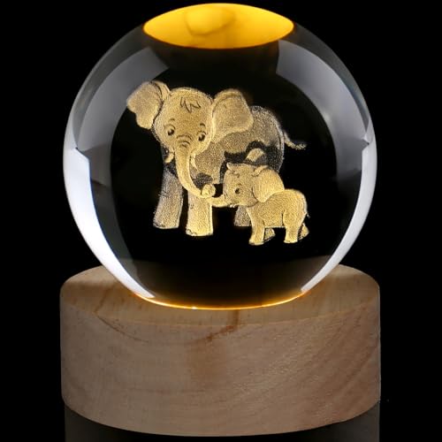 AWARDSEN 60 mm Kristallkugel Elefanten Deko, Kristallkugel Tiere,...