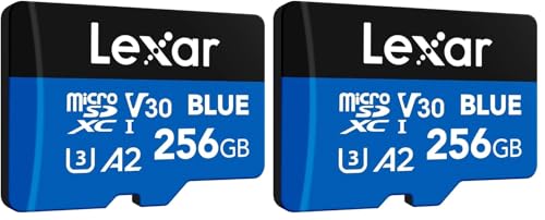 Image of Lexar Blue Micro SD Card 256GB, up to 160MB/s Read, microSDXC UHS-I Card, Class 10, U3, V30, A2, Full-HD & 4K Video, High-Speed Memory Card for Smartphones/Tablets/Action Cameras (Pack of 2)