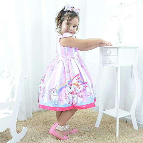 Vestido festa infantil princesa unicórnio e arco-íris
