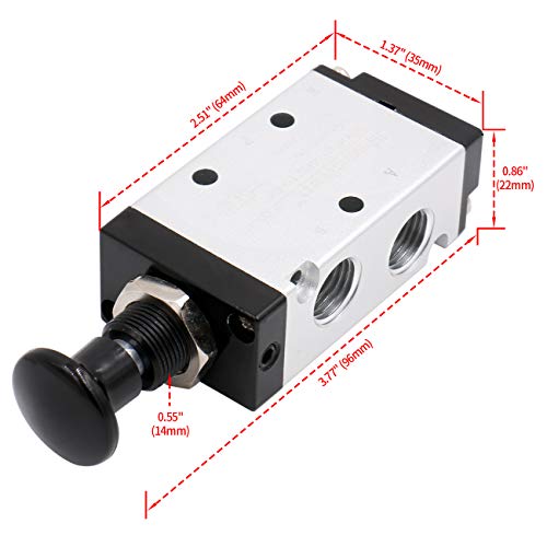 Heschen 4R210-08 Metall Handventil 5-Wege 2-Position 1/4 PT Aluminium Körper Silber