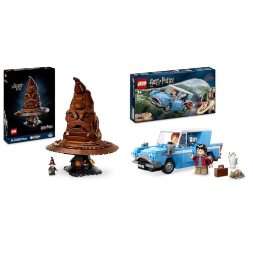LEGO Harry Potter Der Sprechende Hut, Hogwarts-Modell für Erwachsene & Harry Potter Fliegender Ford Anglia, baubares Spielzeug-Auto für Kinder