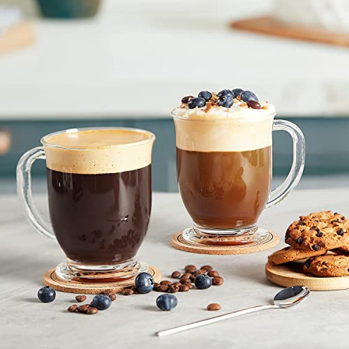 Image of Mfacoy Glass Coffee Mugs Set of 6, Clear Large Coffee Mug 15 Oz With Handles for Hot Beverages, Clear Mugs for Tea, Cappuccino, Latte, Espresso Coffee, Juice, Glass Coffee Cups