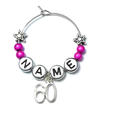 Libby's Market Place Personalised 60th Birthday Anniversary Wine Glass Charm on a Gift Card Cover