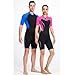 VLOBAOM Shorty Wetsuit for Men Women 1.5mm Neoprene ＆ Quick-Drying Fabric Front Zip Short Sleeve Diving Suits,3XL,Men Black