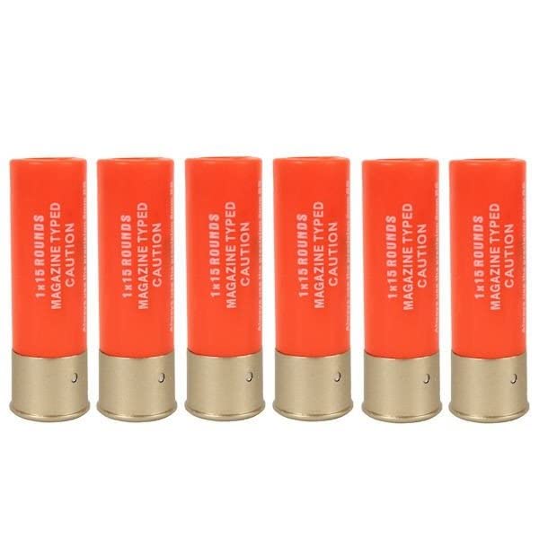 2EAGLE Accesorio Airsoft - Pack de 6 Cartuchos para réplicas de escopetas de Airsoft con rodamientos de Bolas de 6mm - Color: Naranja - Material: plástico de Alta Resistencia