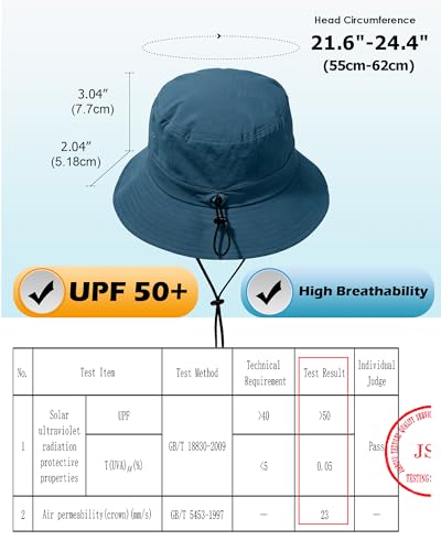 Image of Water-Resistant Bucket Hat for Women Men Rain Hat UPF 50+ Boonie Sun Hat Foldable Summer Floppy Fishing Safari Hats