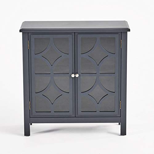 Christopher Knight Home Melora Firwood Mirror Finished Double Door Cabinet, Charcoal Grey