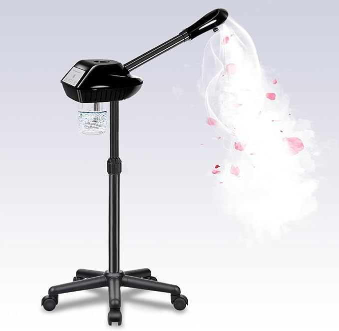 Image of Professional Facial Steamer, Ozone Face Steamer For Facial, Stand Facial Steamer Adjustable Height For Spa, Salon And At Home Use(Black)