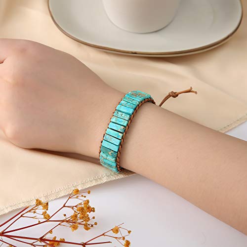 Image of Plumiss Women Boho Handmade Natural Stone Crystal Leather Bead Wrap Bracelets Collection