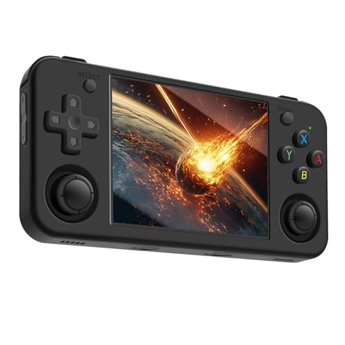 Console de jeu portable de R36S – 128 Go avec Plus de 40 000 Jeux Rétro, Système Linux Open Source, Écran IPS 3,5 Pouces, Batterie 3500 mAh – Émulateurs pour PS1, PSP, N64, GBA et Plus – Noir