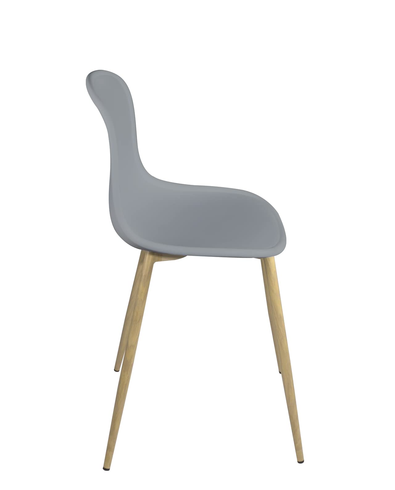 KAYELLES Lot de 4 chaises de Cuisine Pieds métal Imitation Bois YENI (Gris)